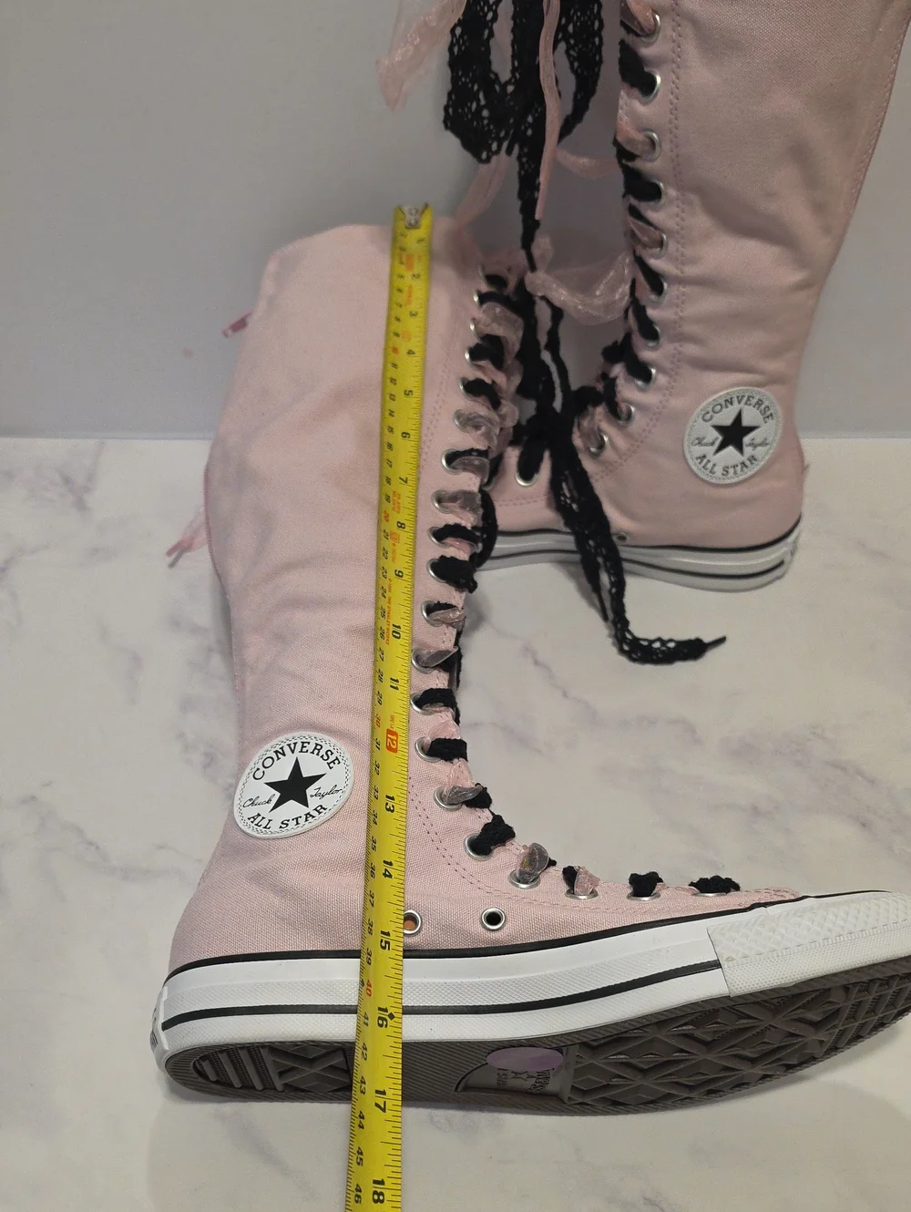 Converse All Star Light Pink Knee-High Lace-Up Canvas Sneakers Brand New No Tag